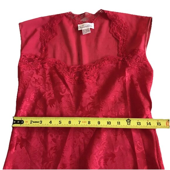 Vintage Versailles Red Lace-Trimmed Long Slip Dress 90s The Bay Canada Size M - Picture 7 of 10